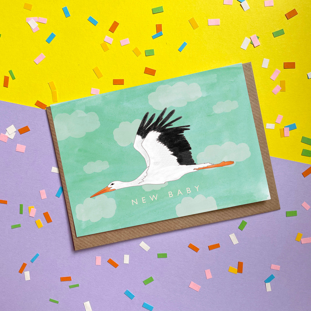 New Baby (green) - Greetings Card