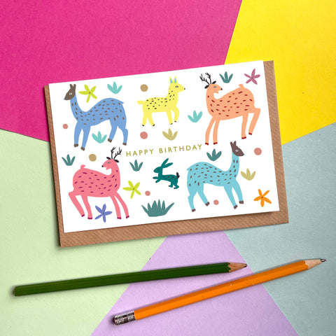 Happy Birthday Fawn - Greetings Card
