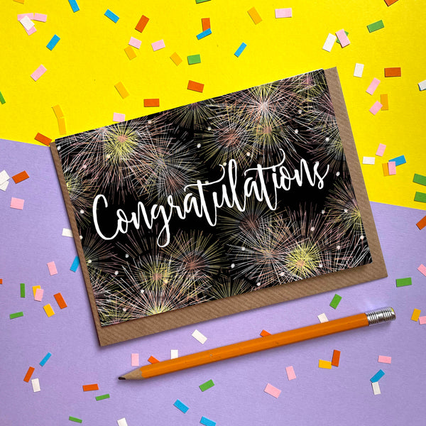 Congratulations (Fireworks) - Greetings Card