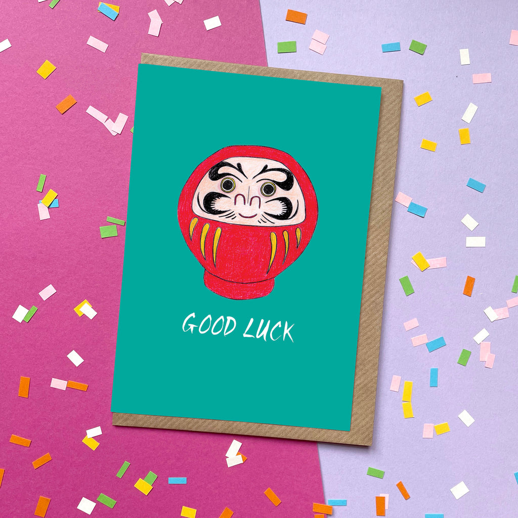 Good Luck (Daruma)  - Greetings Card