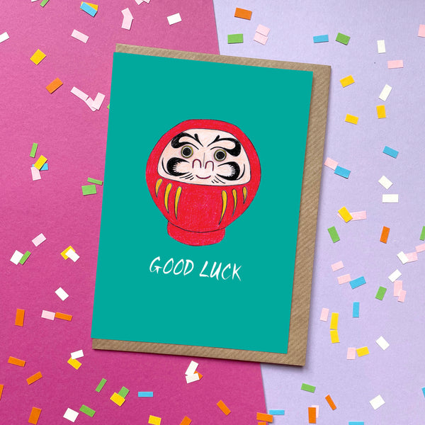 Good Luck (Daruma)  - Greetings Card