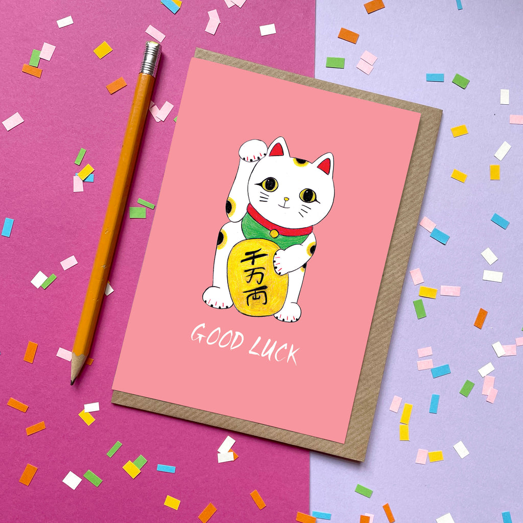 Good Luck (Maneki Neko) - Greetings Card