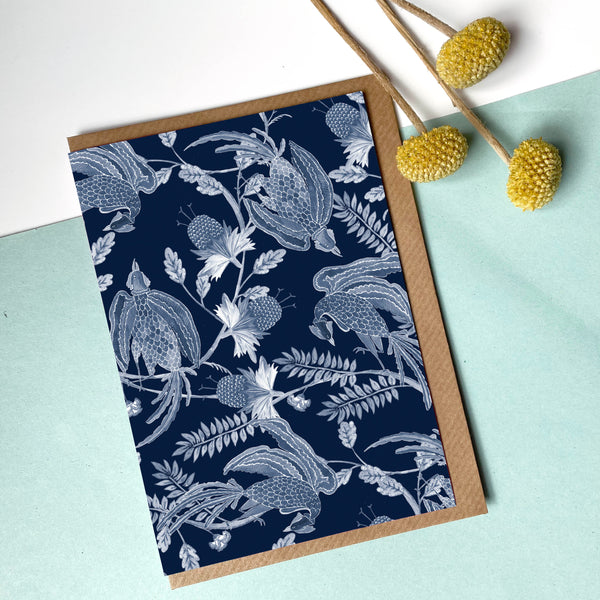 Emperor's Garden (Cobalt) - Greetings Card