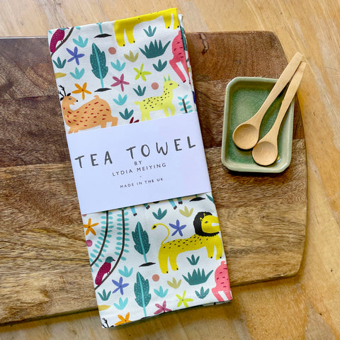 The Lion and the Hare (White)  - Tea Towel